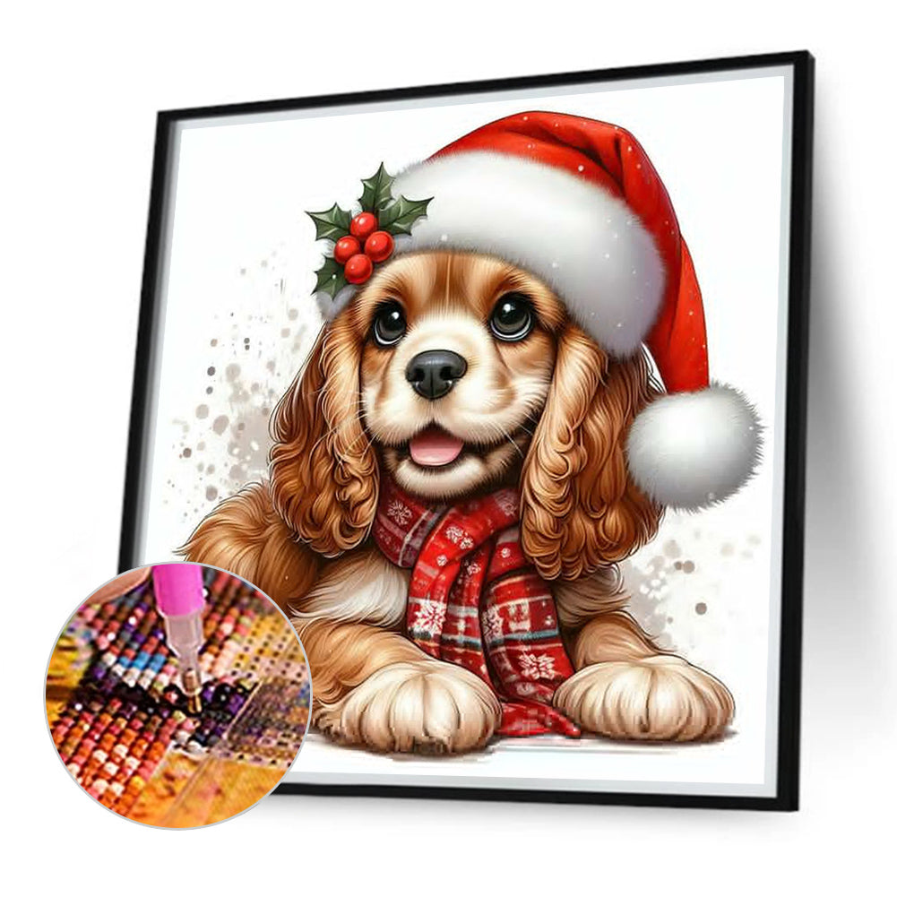 Christmas Puppy - Full Round Drill Diamond Painting 30*30CM