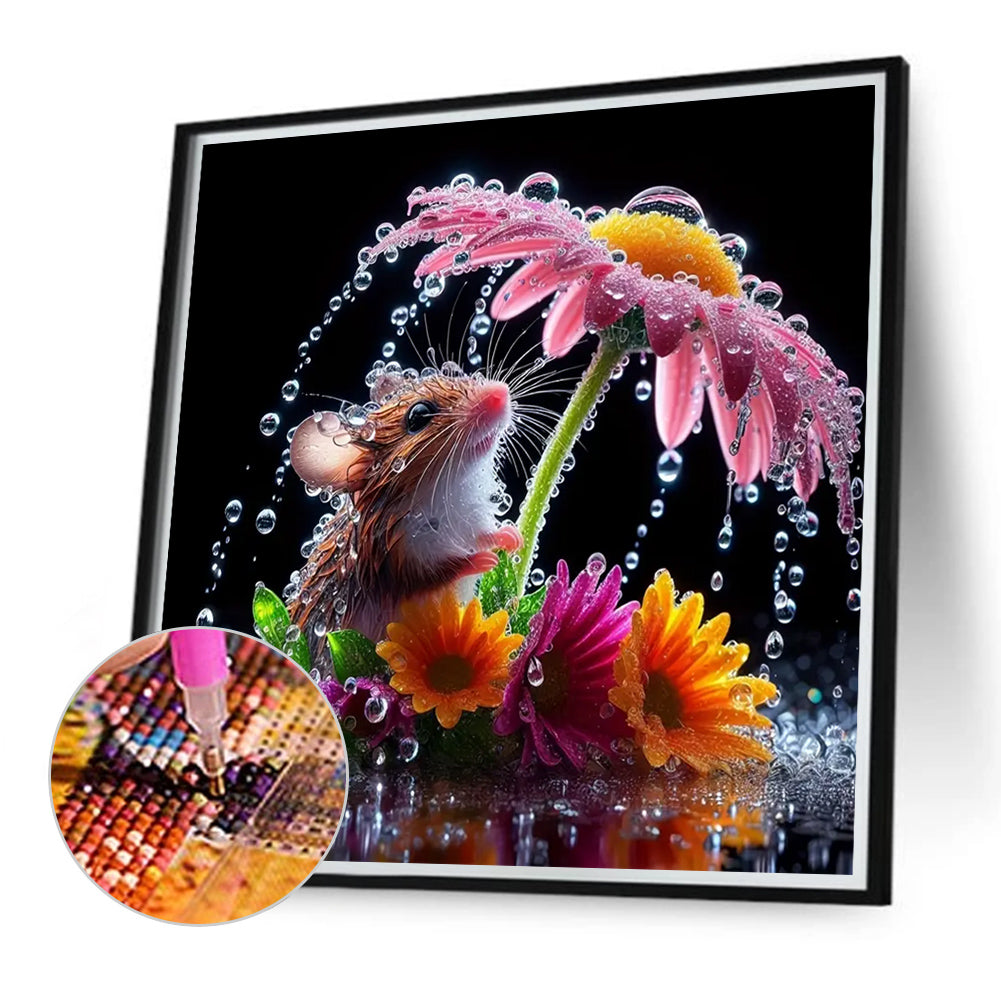 Crystal Daisy Mouse - Full Round Drill Diamond Painting 40*40CM