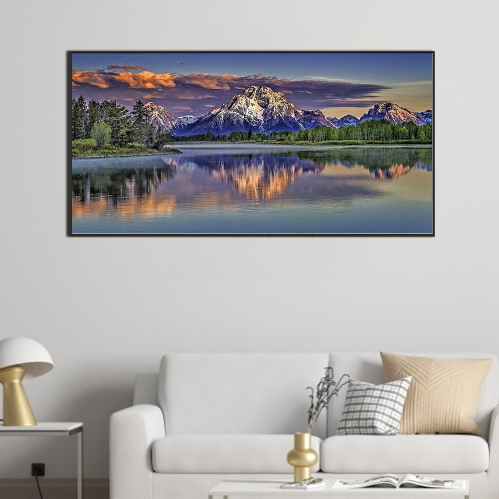 Snow Mountain River - Full Square Drill Diamond Painting 80*40CM