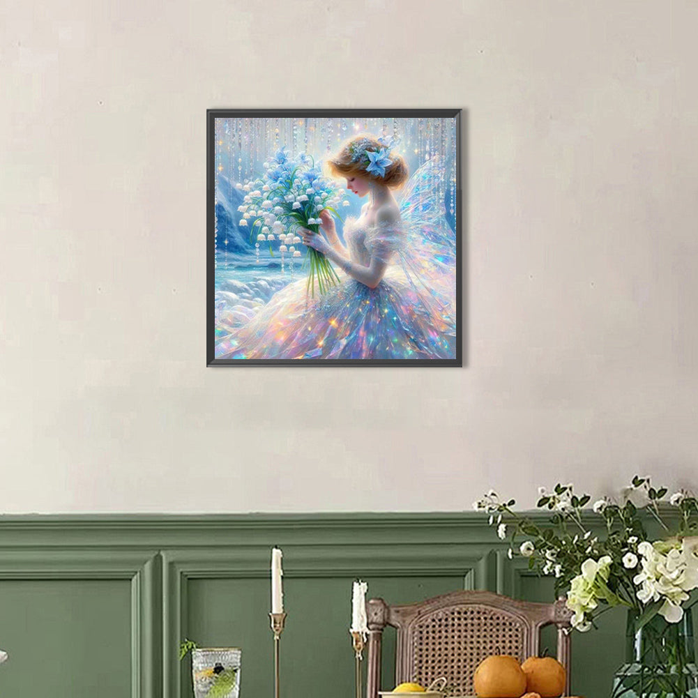 Lily Of The Valley Bouquet And Fairy Girl - Full AB Round Drill Diamond Painting 40*40CM