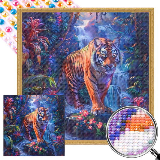 Tiger In The Forest - Full AB Round Drill Diamond Painting 40*40CM