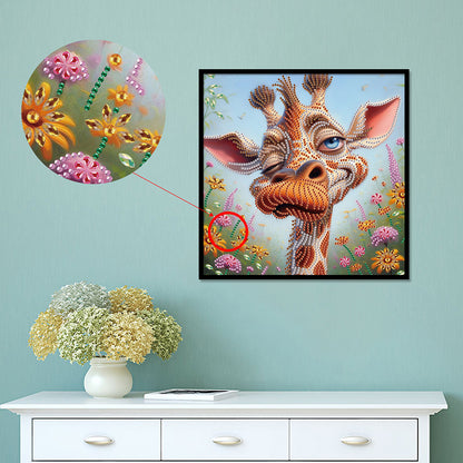 Funny Giraffe - Partial Special-Shaped Drill Diamond Painting 30*30CM