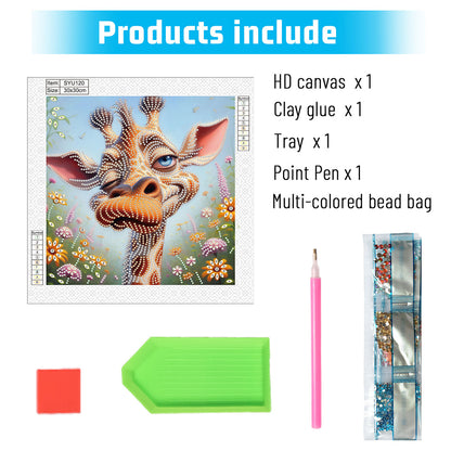 Funny Giraffe - Partial Special-Shaped Drill Diamond Painting 30*30CM