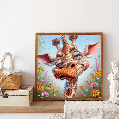 Funny Giraffe - Partial Special-Shaped Drill Diamond Painting 30*30CM