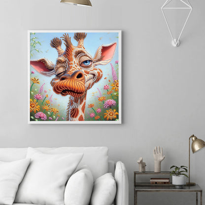 Funny Giraffe - Partial Special-Shaped Drill Diamond Painting 30*30CM