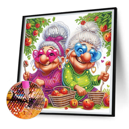 Cute Old Grandma - Partial Special-Shaped Drill Diamond Painting 30*30CM