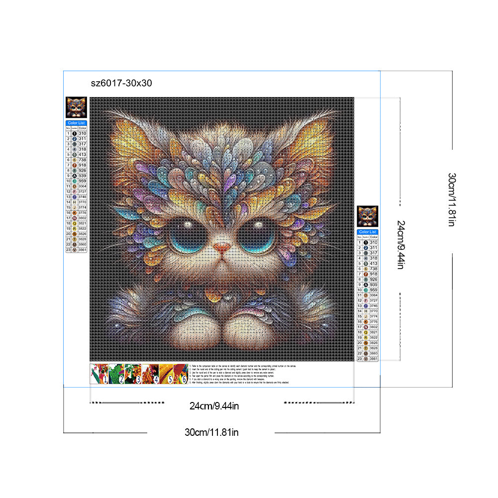 Big Eyed Cat - Full Round Drill Diamond Painting 30*30CM