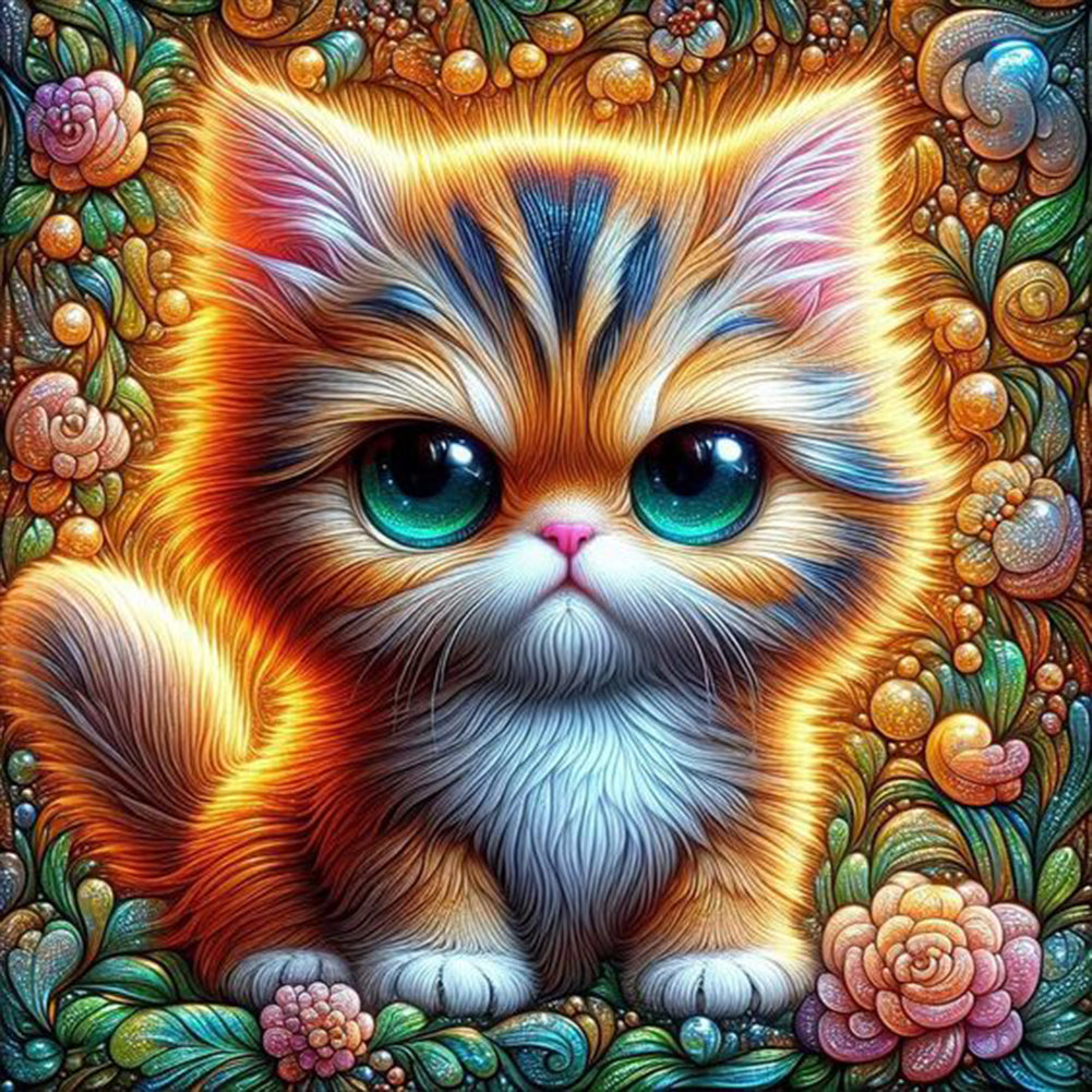 Big Eyed Cat - Full Round Drill Diamond Painting 30*30CM