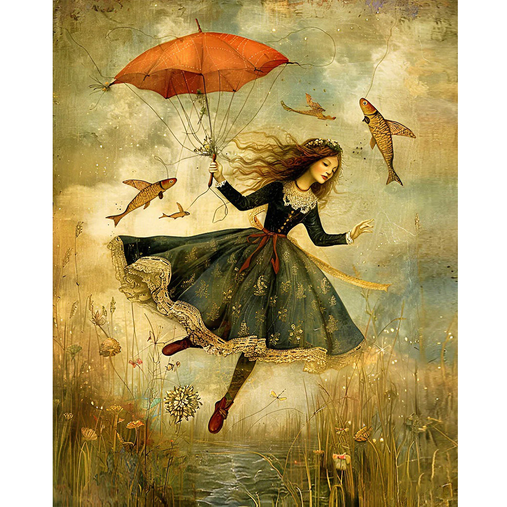 Fantasy Flying Girl - Full Round Drill Diamond Painting 40*50CM