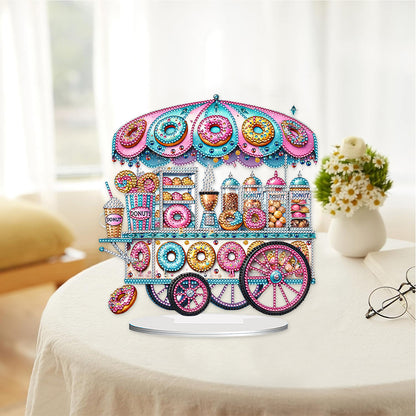 Acrylic Special Shape Donut Cart Diamond Painting Desktop Ornaments for Beginner