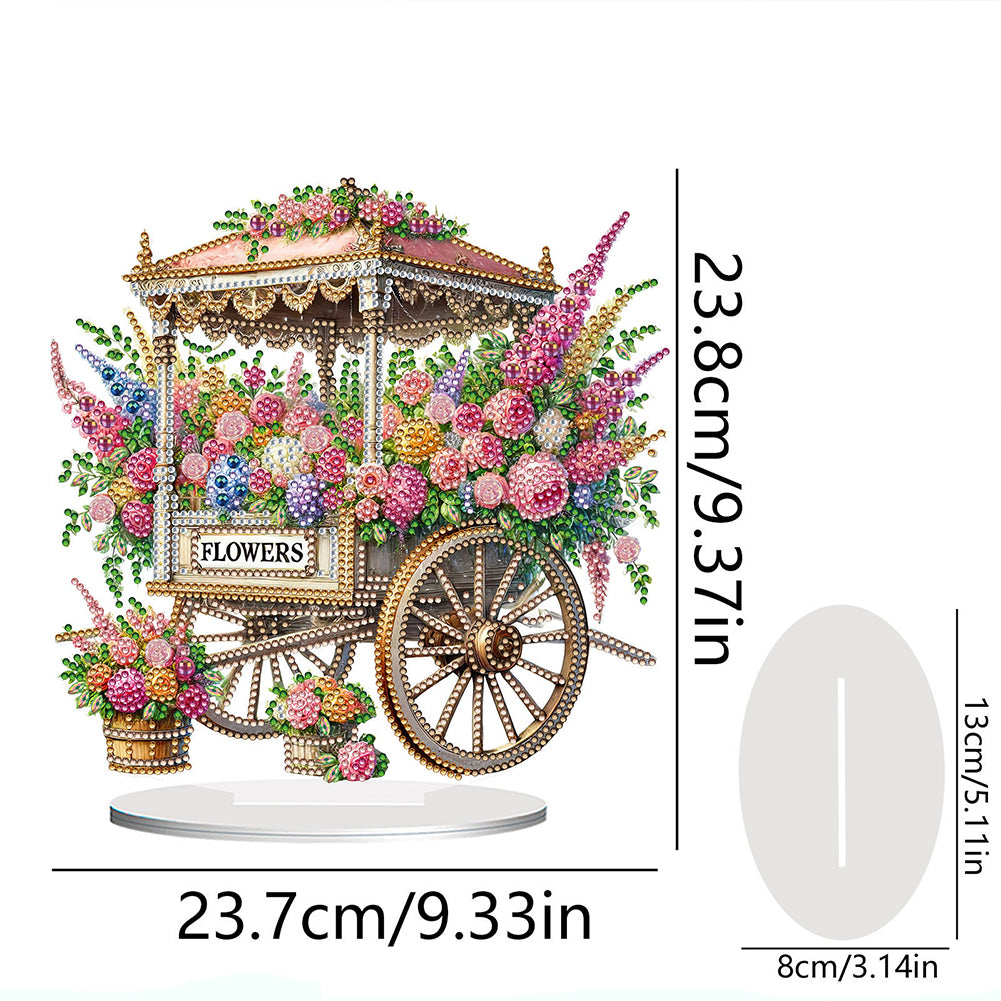 Acrylic Special Shape Flower Cart Diamond Painting Desktop Ornament for Beginner