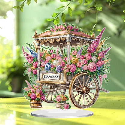 Acrylic Special Shape Flower Cart Diamond Painting Desktop Ornament for Beginner