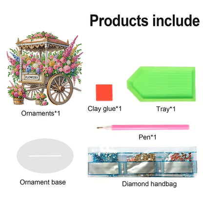 Acrylic Special Shape Flower Cart Diamond Painting Desktop Ornament for Beginner