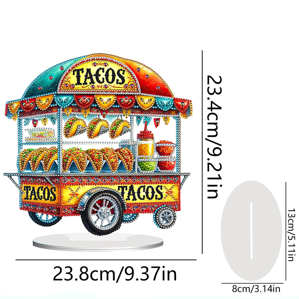 Acrylic Special Shape Taco Cart Diamond Painting Desktop Ornaments for Beginners