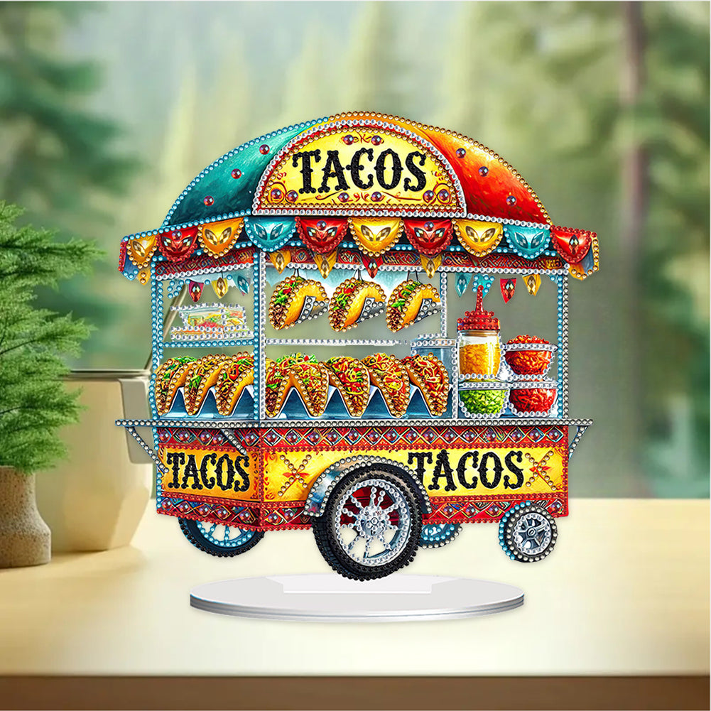 Acrylic Special Shape Taco Cart Diamond Painting Desktop Ornaments for Beginners