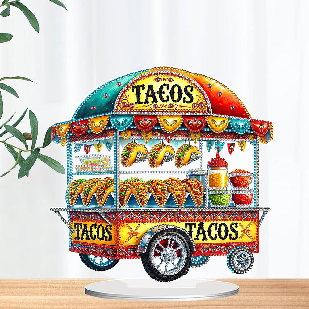 Acrylic Special Shape Taco Cart Diamond Painting Desktop Ornaments for Beginners