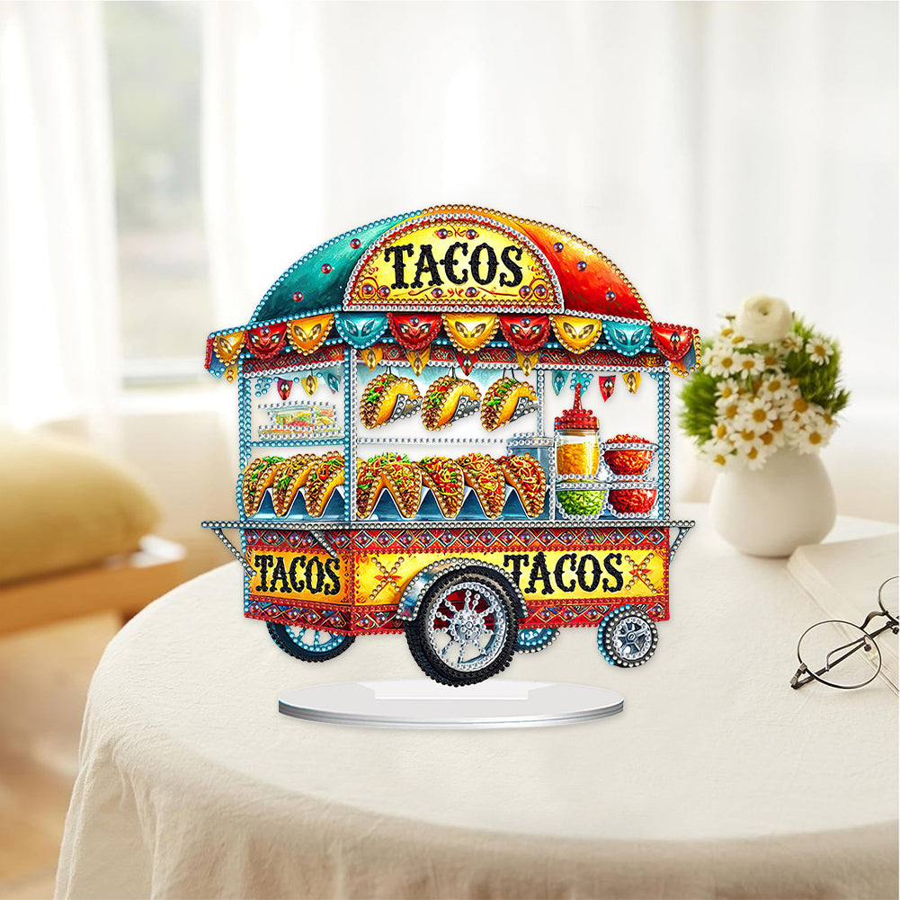 Acrylic Special Shape Taco Cart Diamond Painting Desktop Ornaments for Beginners