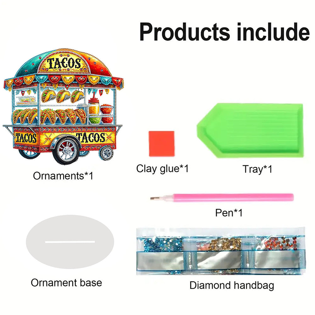 Acrylic Special Shape Taco Cart Diamond Painting Desktop Ornaments for Beginners