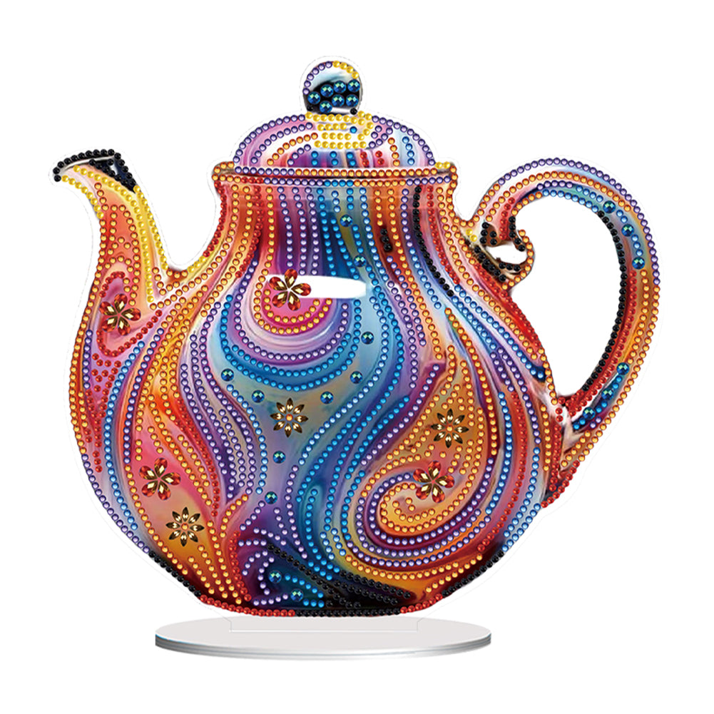 Acrylic Special Shape Artistic Tea Pot Desktop Diamond Painting Ornaments