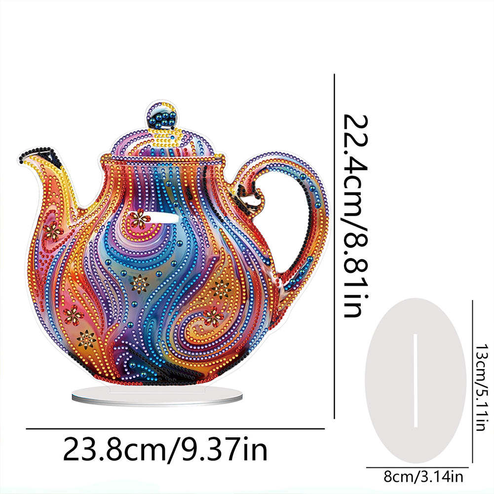 Acrylic Special Shape Artistic Tea Pot Desktop Diamond Painting Ornaments