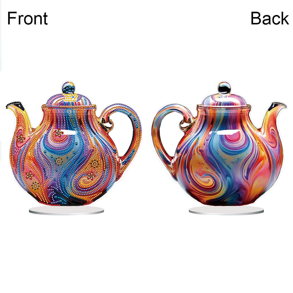 Acrylic Special Shape Artistic Tea Pot Desktop Diamond Painting Ornaments