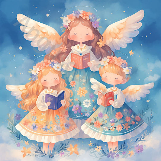 Three Angel Little Girls - Full Round Drill Diamond Painting 30*30CM