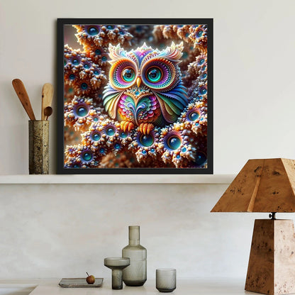 Patterned Cat-Eye Owl - Full Round Drill Diamond Painting 40*40CM