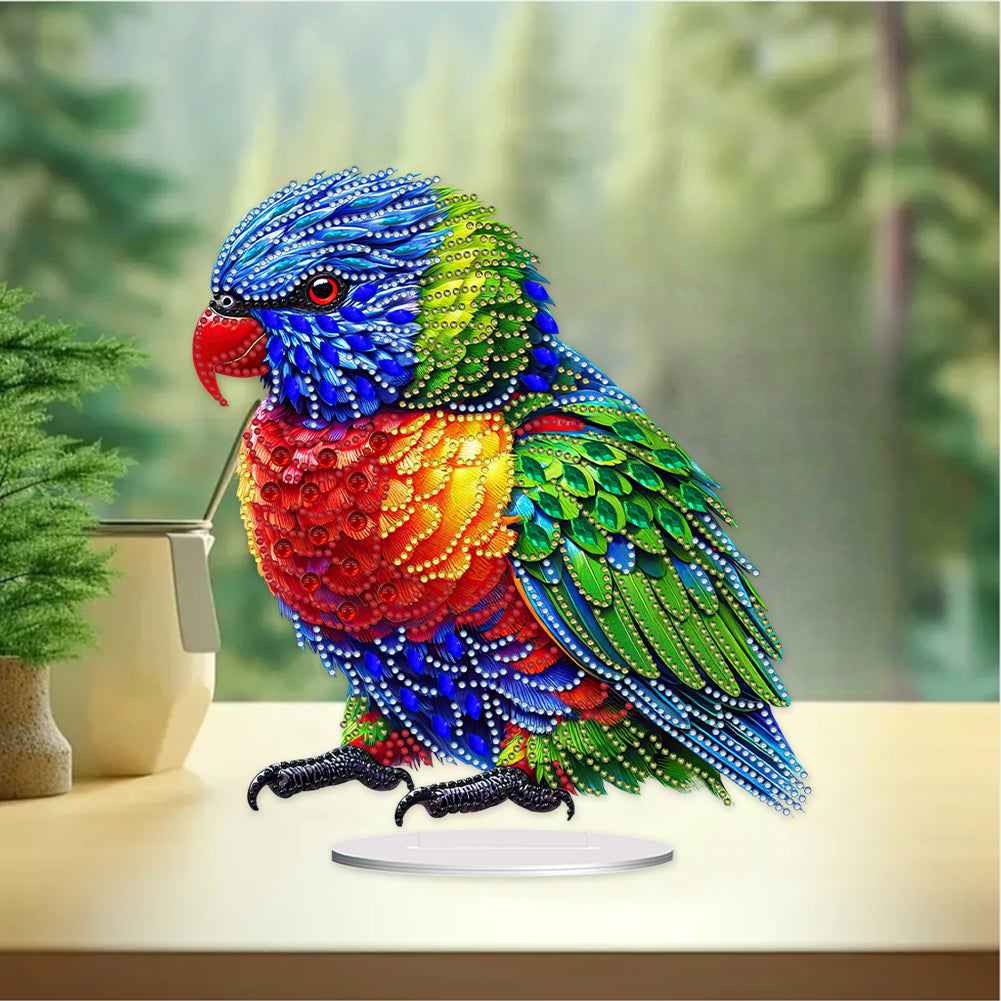 Acrylic Special Shape Parrot Diamond Painting Desktop Ornament for Beginners