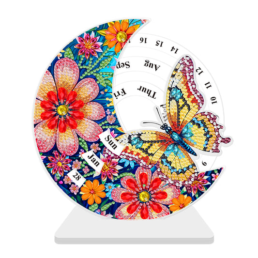 Acrylic Special Shaped Flower Butterfly Diamond Art Desktop Perpetual Calendar