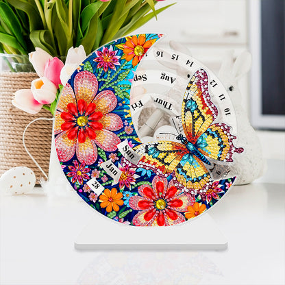 Acrylic Special Shaped Flower Butterfly Diamond Art Desktop Perpetual Calendar