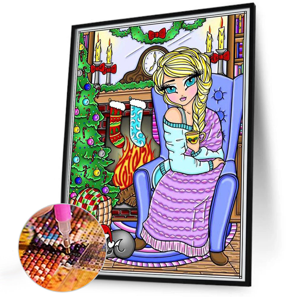 Christmas Blonde Girl - Full Round Drill Diamond Painting 40*50CM