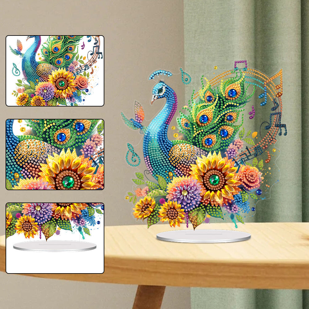 Acrylic Special Shape Peacock Diamond Painting Desktop Ornaments for Home Decor