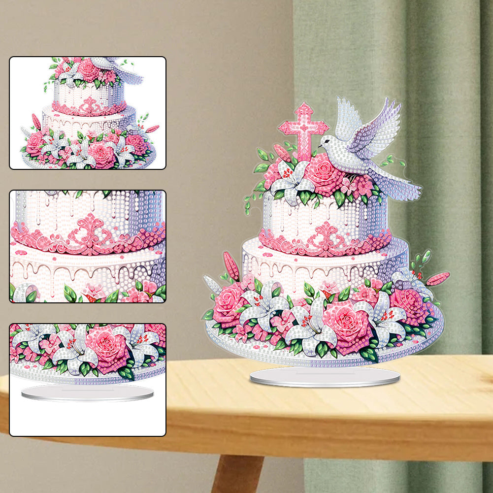 Acrylic Special Shape Flower Cake Diamond Painting Desktop Ornaments for Home