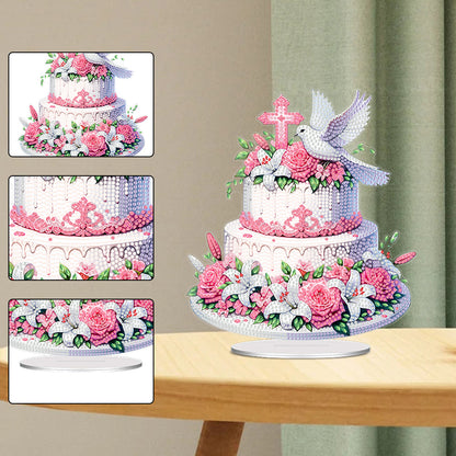 Acrylic Special Shape Flower Cake Diamond Painting Desktop Ornaments for Home