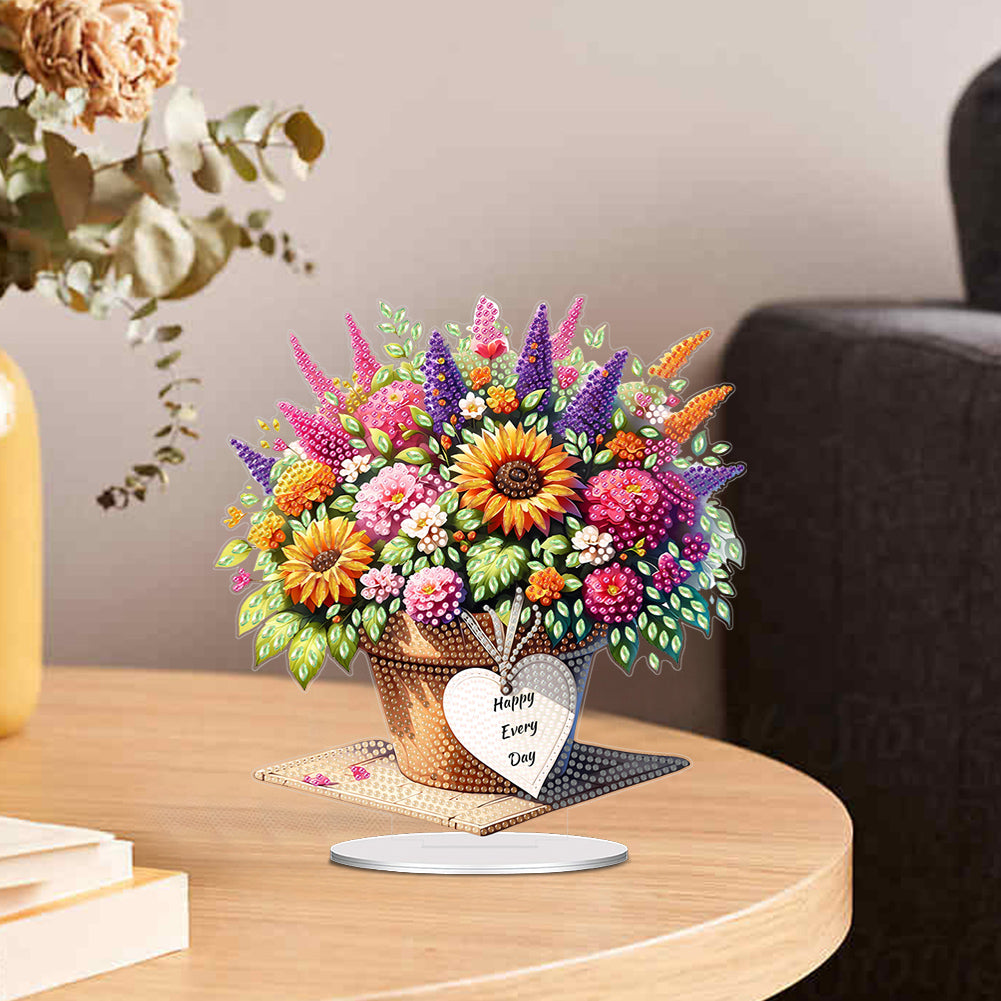 Acrylic Special Shape Flowers Diamond Painting Desktop Ornaments for Home Decor