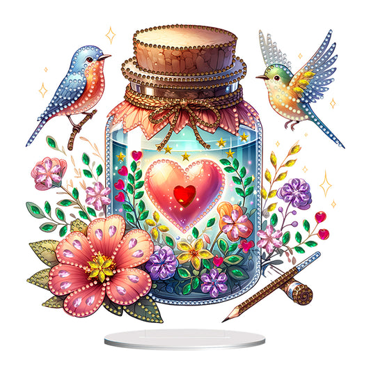 Acrylic Special Shaped Flower Bird Wish Bottle Desktop Diamond Art Kits for Home