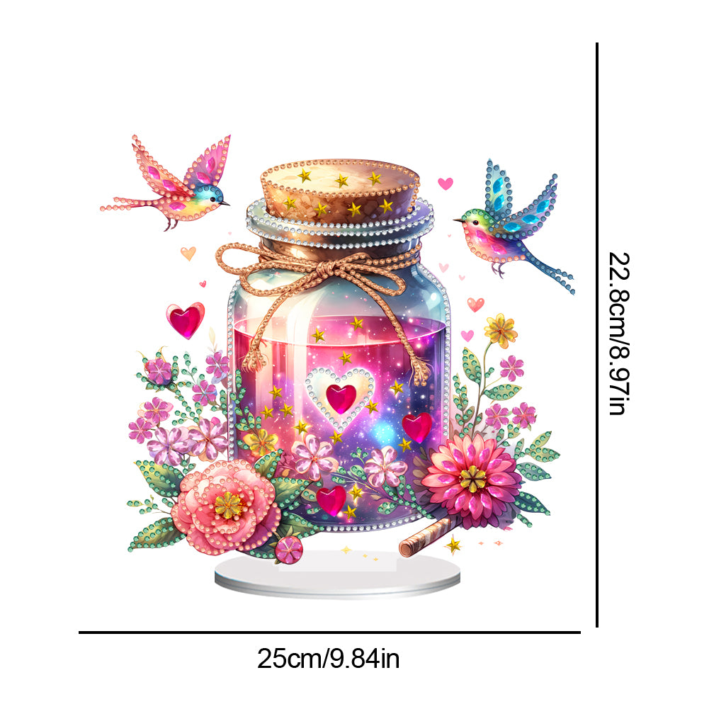 Acrylic Special Shaped Flower Bird Wish Bottle Desktop Diamond Art Kits for Home