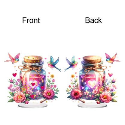 Acrylic Special Shaped Flower Bird Wish Bottle Desktop Diamond Art Kits for Home