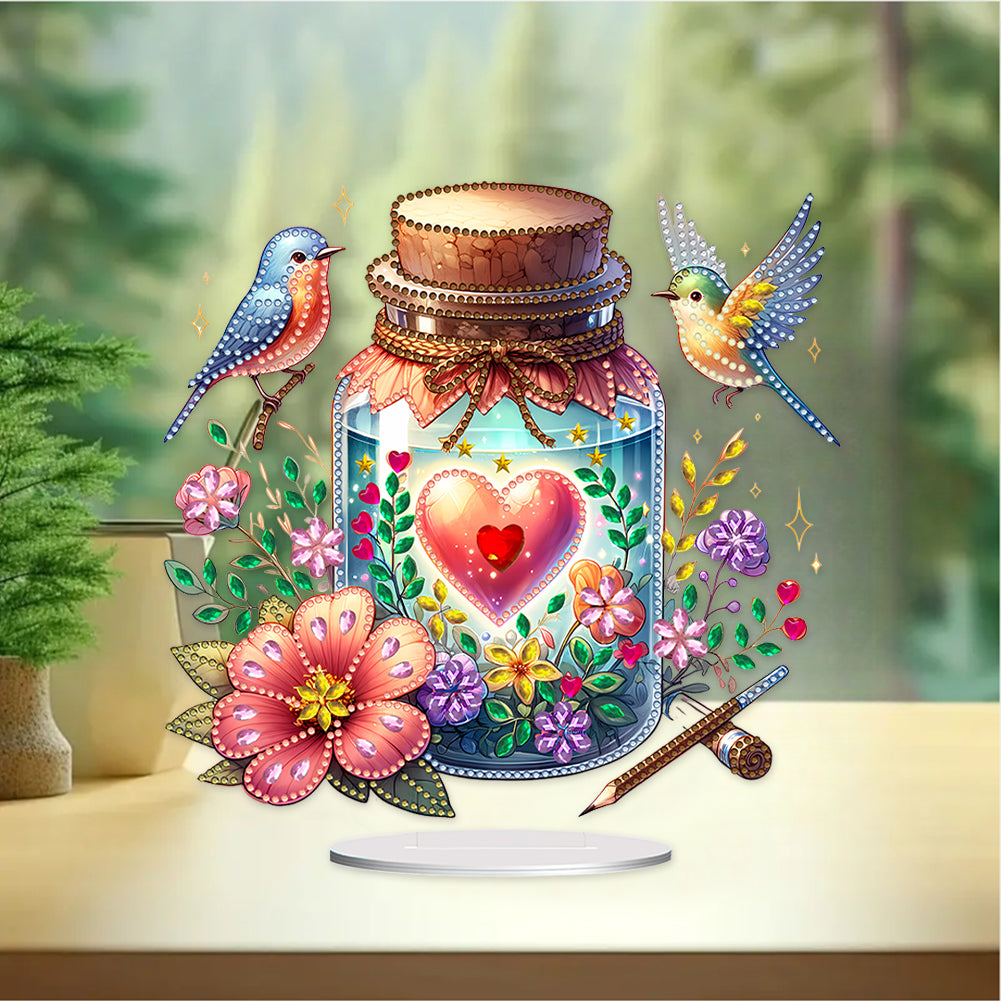 Acrylic Special Shaped Flower Bird Wish Bottle Desktop Diamond Art Kits for Home