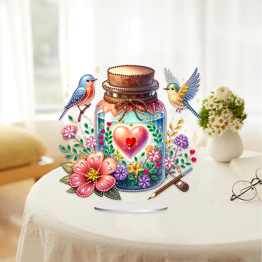 Acrylic Special Shaped Flower Bird Wish Bottle Desktop Diamond Art Kits for Home