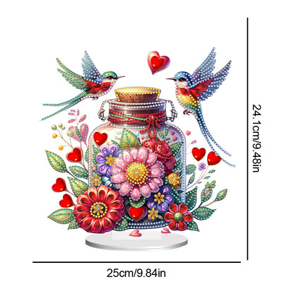 Acrylic Special Shaped Flower Bird Wish Bottle Desktop Diamond Art Kits for Home