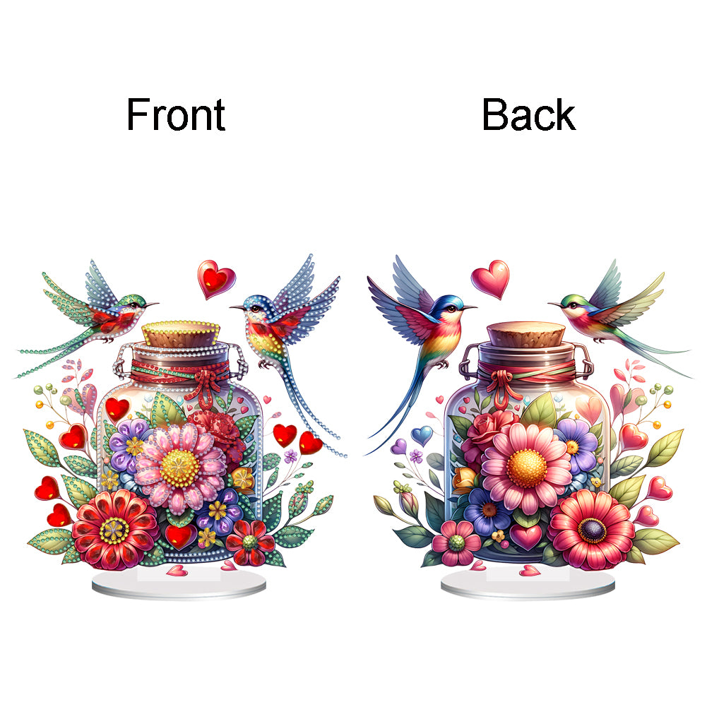 Acrylic Special Shaped Flower Bird Wish Bottle Desktop Diamond Art Kits for Home