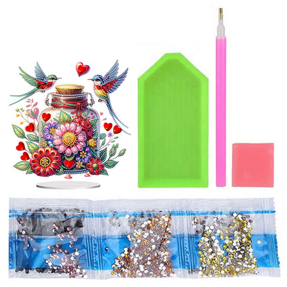 Acrylic Special Shaped Flower Bird Wish Bottle Desktop Diamond Art Kits for Home