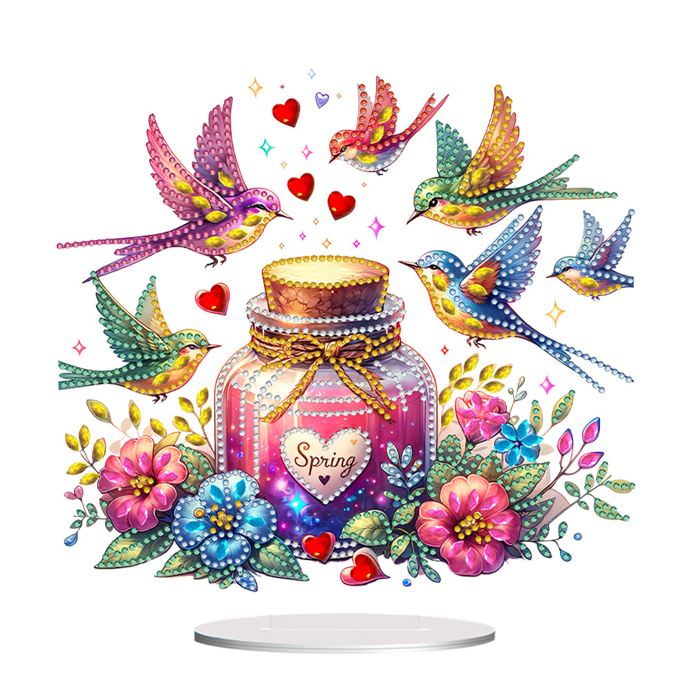 Acrylic Special Shaped Flower Bird Wish Bottle Desktop Diamond Art Kits for Home