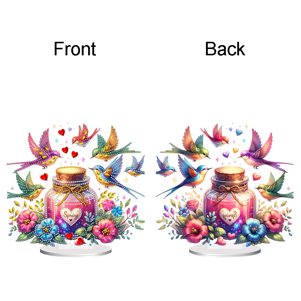 Acrylic Special Shaped Flower Bird Wish Bottle Desktop Diamond Art Kits for Home