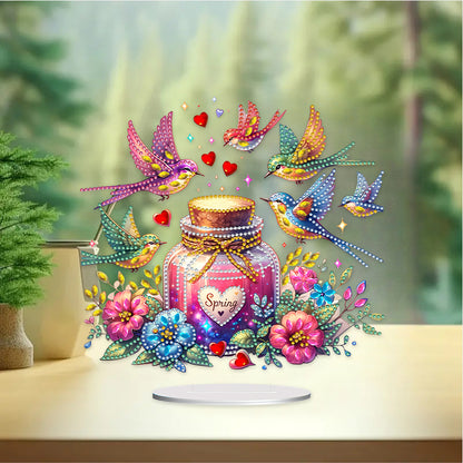 Acrylic Special Shaped Flower Bird Wish Bottle Desktop Diamond Art Kits for Home