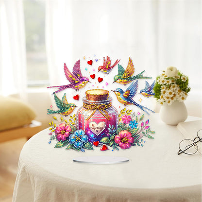 Acrylic Special Shaped Flower Bird Wish Bottle Desktop Diamond Art Kits for Home