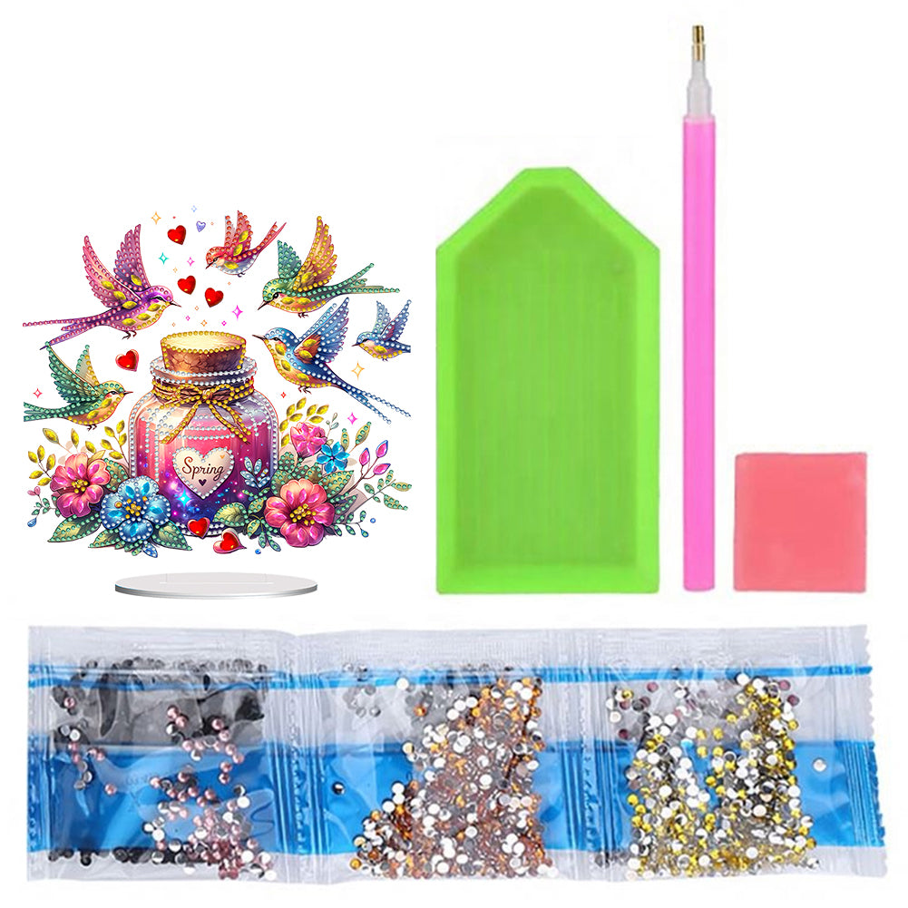 Acrylic Special Shaped Flower Bird Wish Bottle Desktop Diamond Art Kits for Home