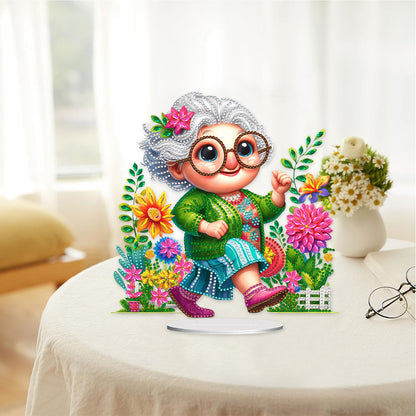 Acrylic Special Shaped Grandma Leisure Time Diamond Painting Desktop Decorations