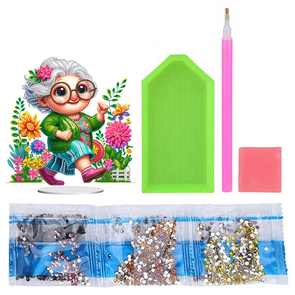 Acrylic Special Shaped Grandma Leisure Time Diamond Painting Desktop Decorations